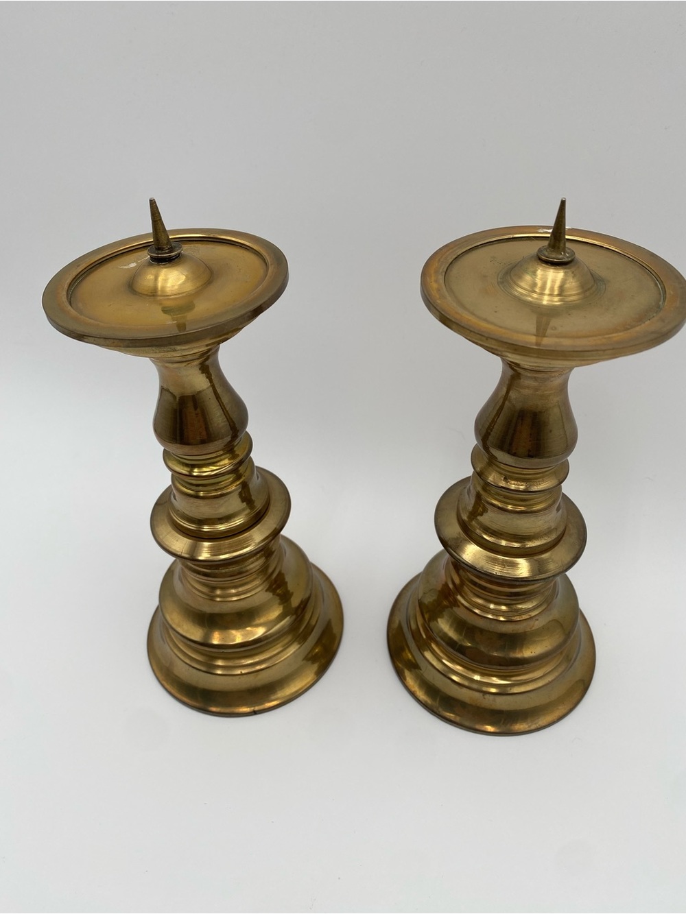 Polished Brass Candlestick Pair - vb Gold Accent